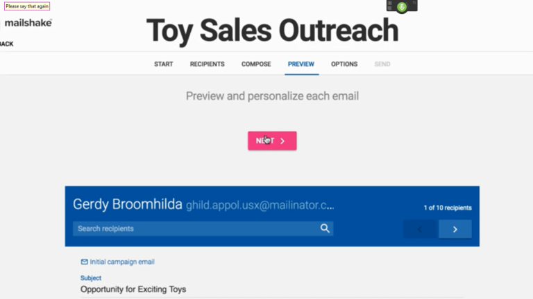 outreach UI