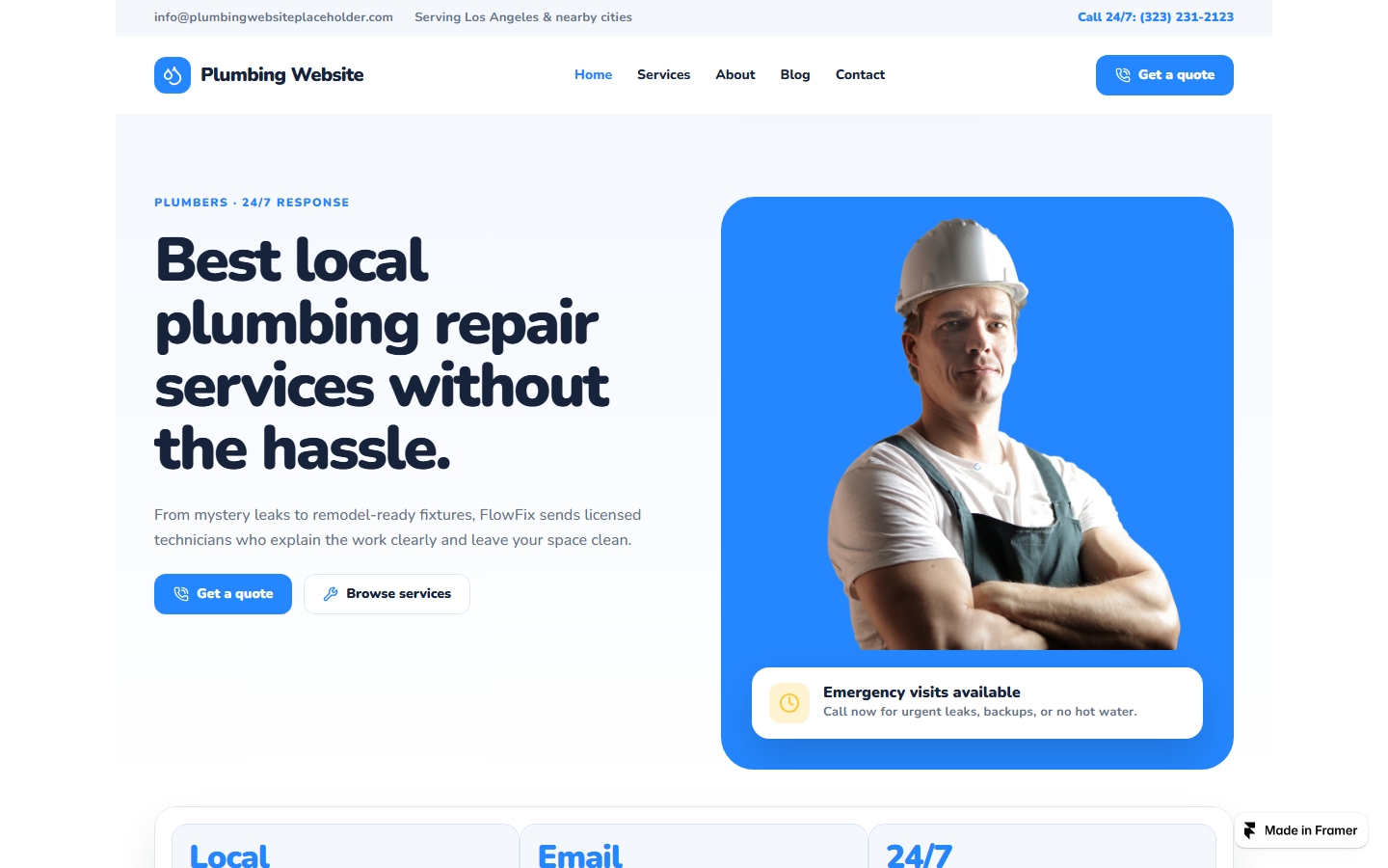 Framer Plumbing Website Template preview
